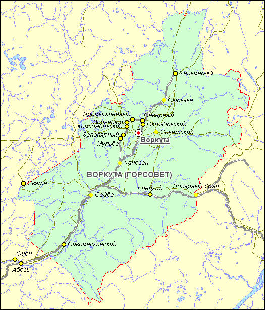 Карта воркуты и окрестностей
